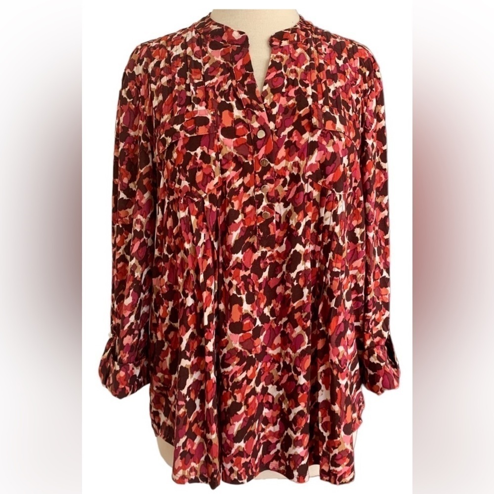 COCOMO Small Red Orange women’s pintuck Blouse top shirt